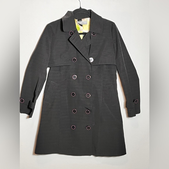 Armani Exchange Black Trench Coat Dress with Pink Accents Sz 12 - Picture 1 of 10
